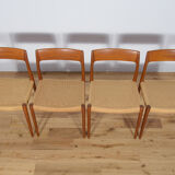 Mid-century dining chairs model 77 by Niels Otto Møller for J.L. Møllers, 1960s, Set of 4