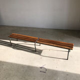 Vintage school bench base gray green