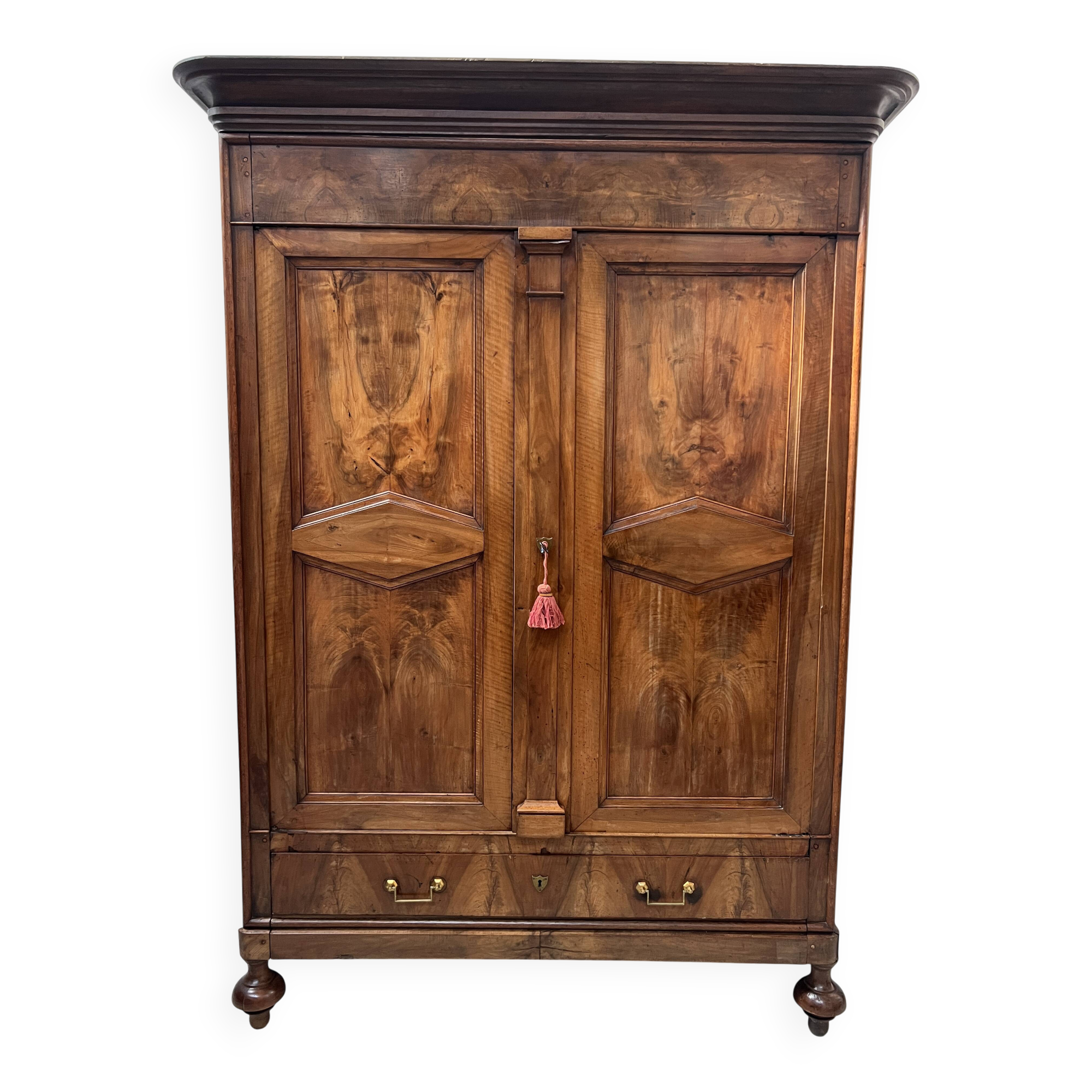 Napoleon III style wardrobe in solid walnut, 19th century
