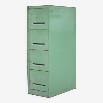 Meuble industriel, meuble à tiroirs métal vert, meuble de rangement, vintage