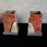 Pair of marble and onyx book clamts