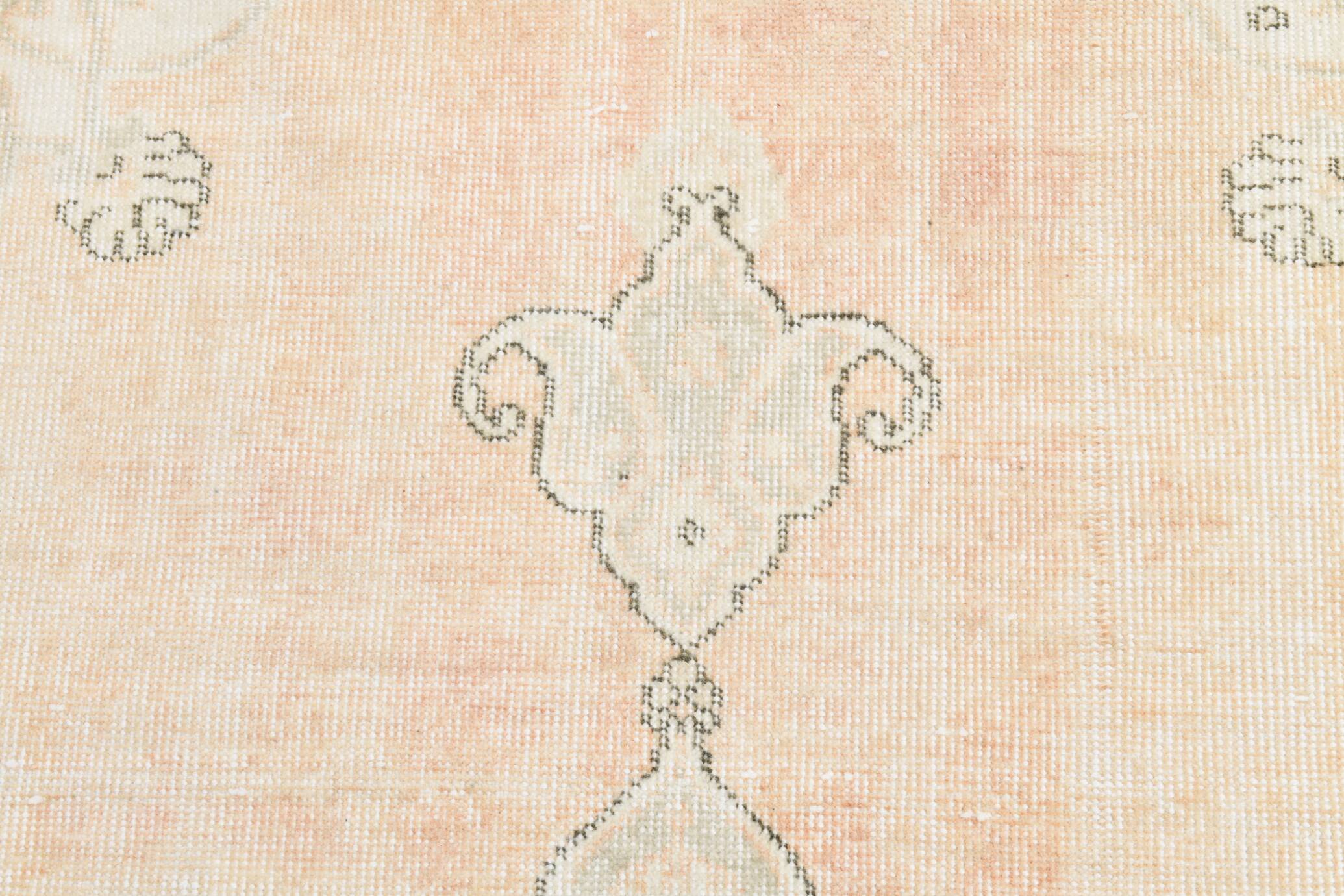 7x11 Vintage Peach Beige Turkish Rug, 206x335Cm