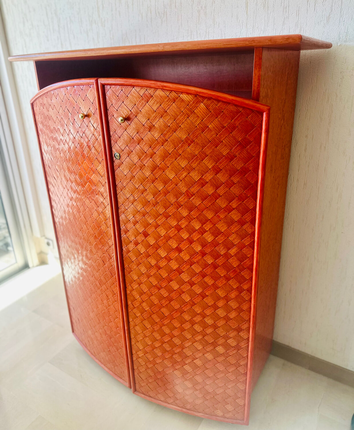 Small bamboo and rattan wardrobe circa 1980