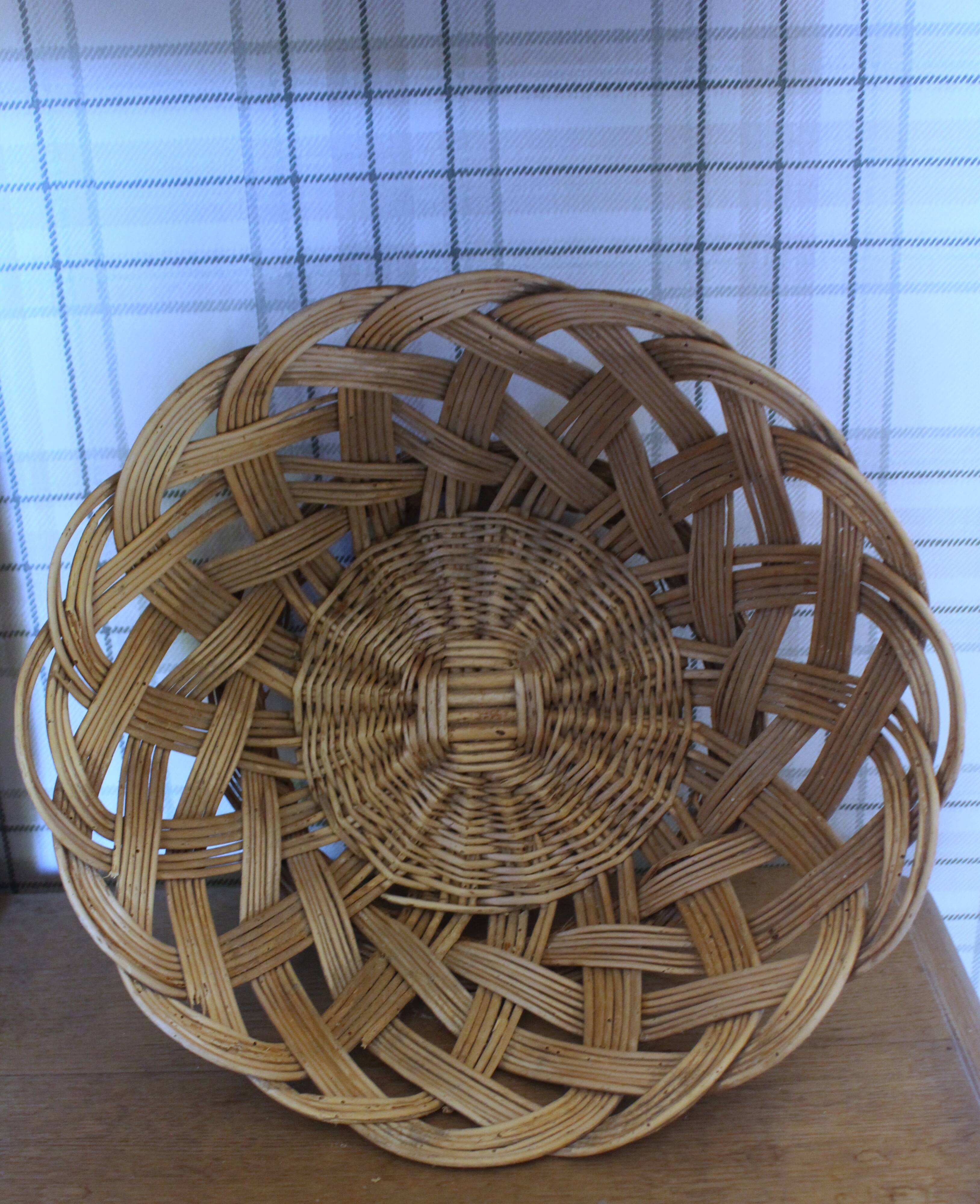 Large vintage woven wicker basket