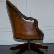 Antique Chesterfield Office Chair in Hand-Dyed Leather in Georgian Style