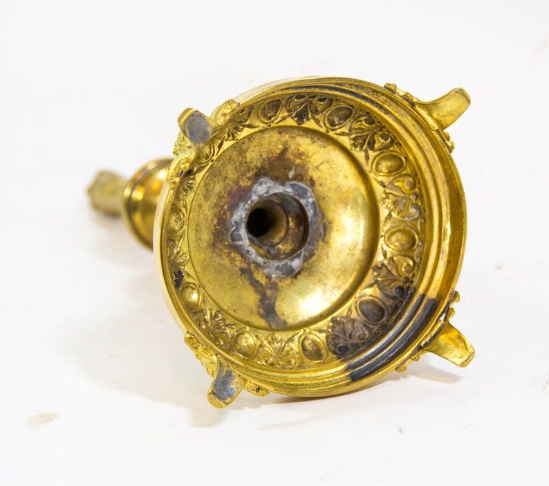 Art nouveau table vase in brass and opaline glass