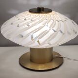 White Murano Glass and Brass Table Lamp, Italy, 1980s