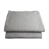 2 old embroidered pillowcases in cotton.