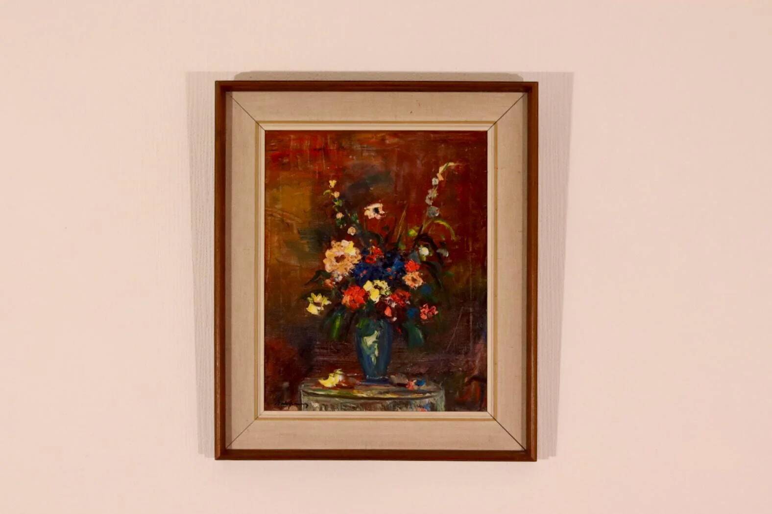 Original Oil on Canvas – “Still Life Vase” – Framed 45 × 54 cm