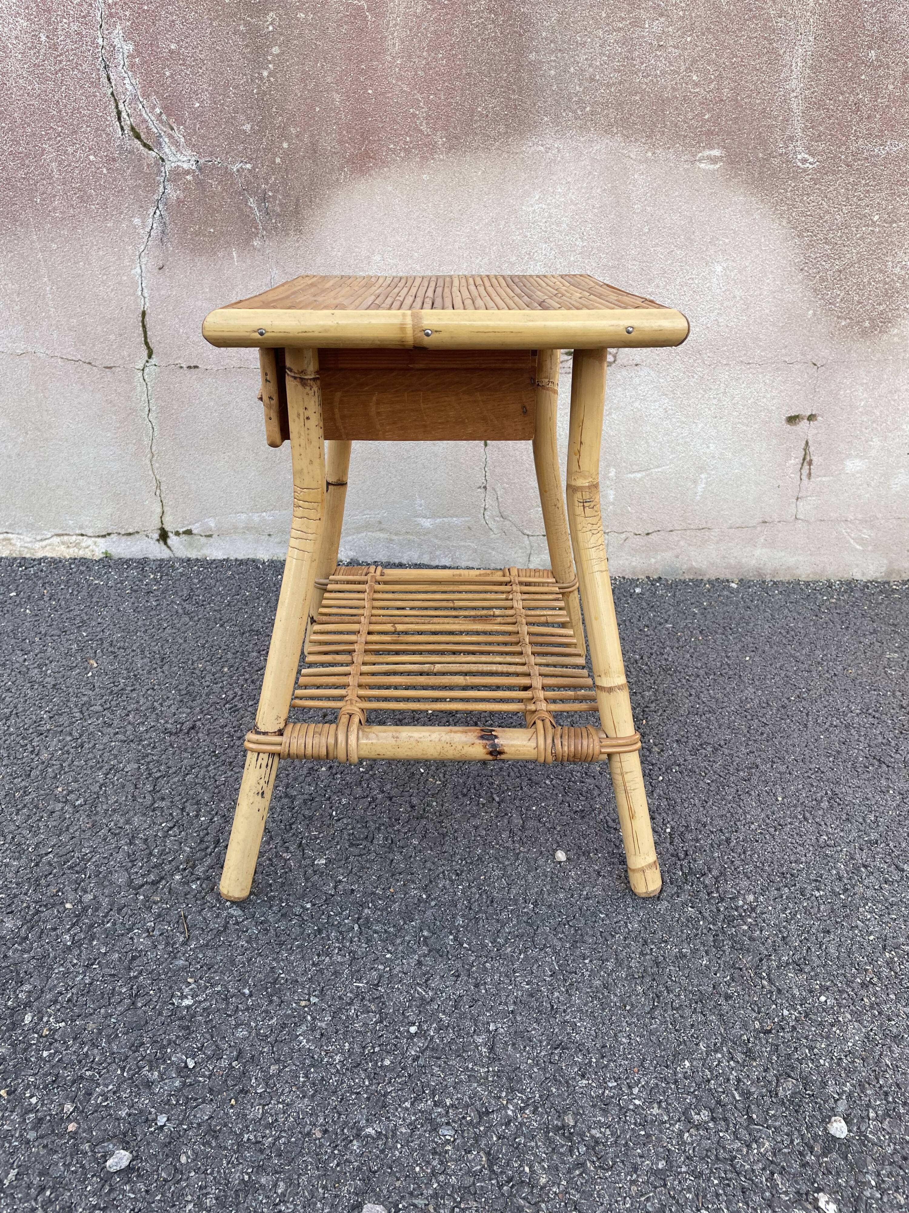 Rattan bedside and bamboo