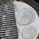 Vintage fish set, Arcoroc France (9 pieces)