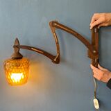 Mid-century teak wall lamp