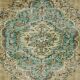 Vintage Turkish Carpet Floral Medallion Beige Green 280 x 166 cm