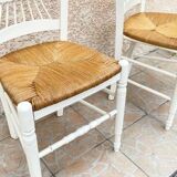 Pair of Vintage WHITE Straw CHAIRS