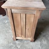 Raw wood bedside table