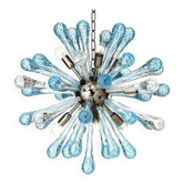 Murano Glass Sputnik Chandelier Featuring Light Blue and Clear Air Drops