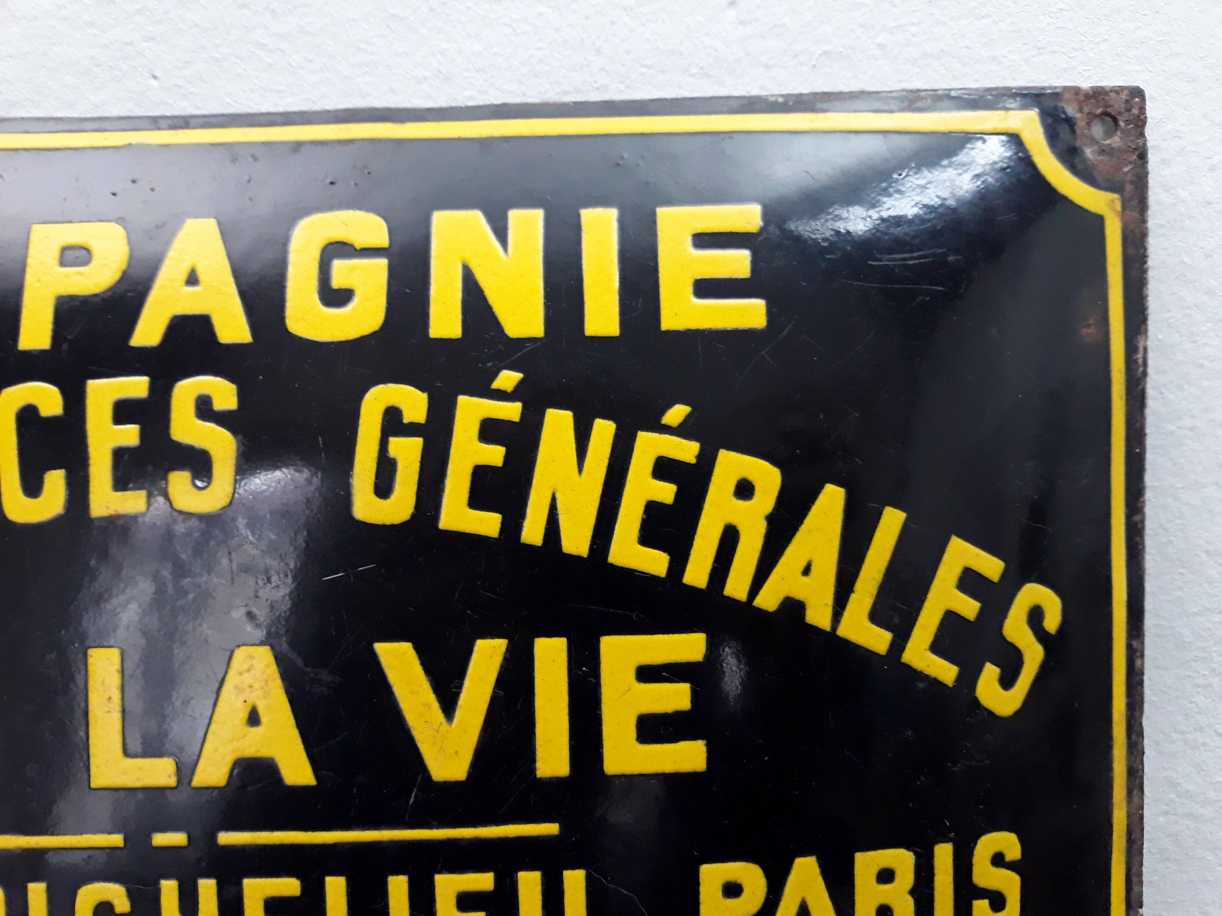 Plaque émaillée compagnie assurance vintage