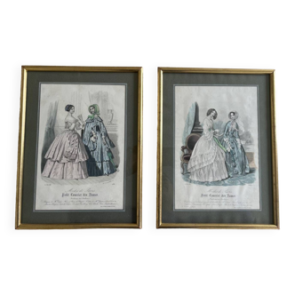 Old frames with illustrated pages Modes de Paris