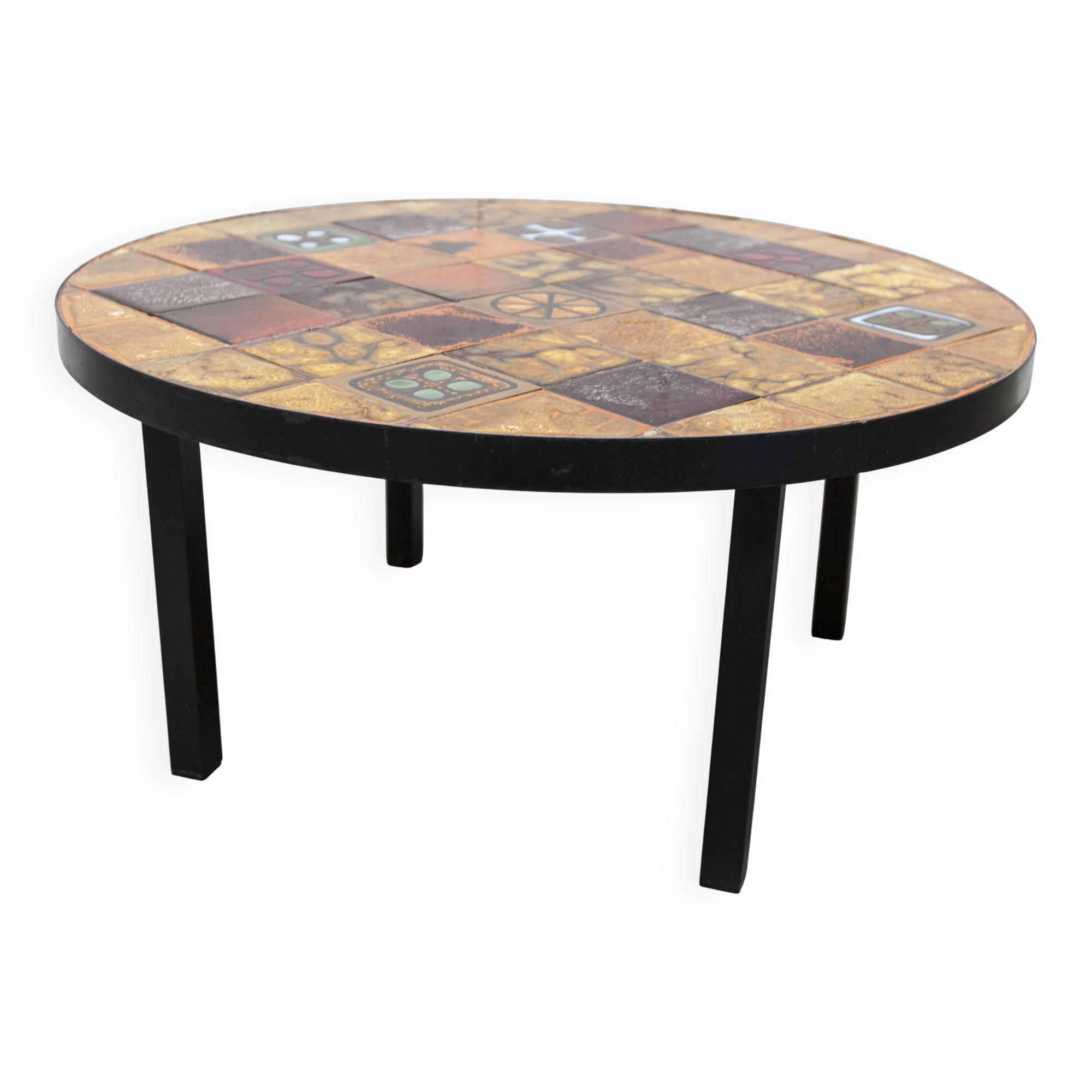 Table basse ronde céramique de Jean Gregorieff
