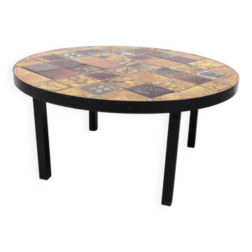Table basse ronde céramique de Jean Gregorieff