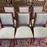 Set of 6 Louis XVI style chairs in green velvet