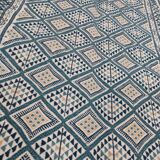 Blue, white and beige margoum rug hand-woven in natural wool