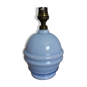 Sky blue opaline blown glass lamp