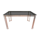Vintage Italian table with tubular frame and smoked glass, 1970