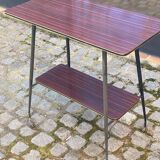 Desserte table roulante 2 niveaux en palissandre laqué laiton doré