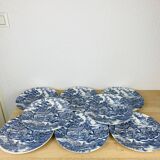 8 English ironstone blue ironstone plates