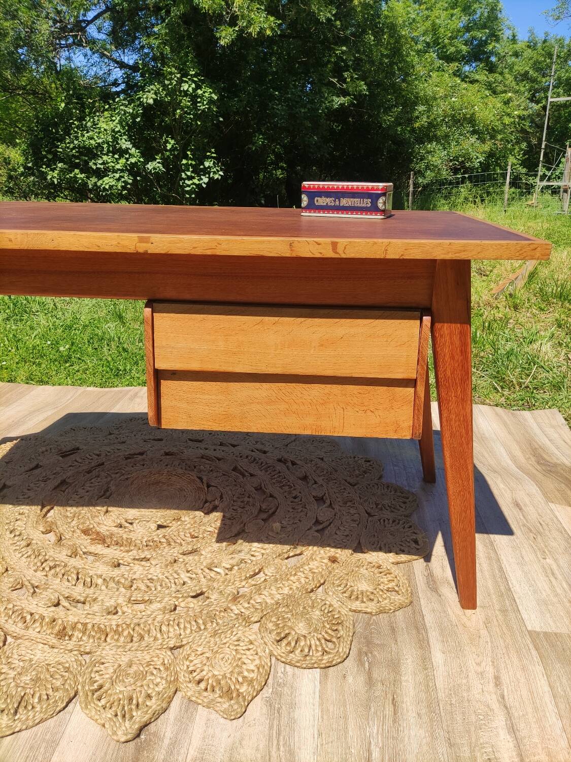 Scandinavian minimalist desk with compass feet