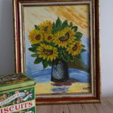 Sunflower painting signed M.C. Weiss