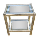 Side table in gold metal and chrome