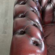 English cowhide Chesterfield club armchair in a beautiful red colour