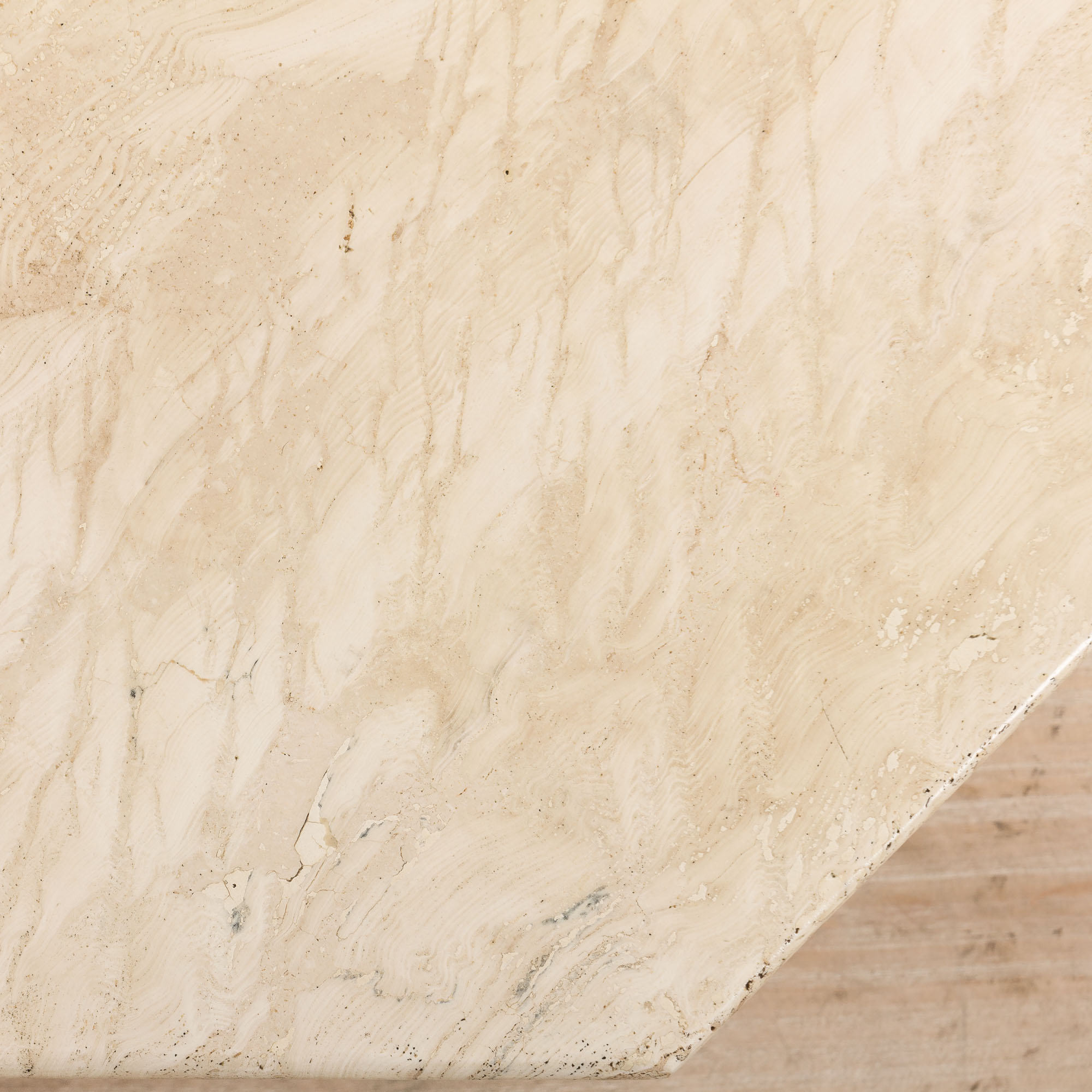 Italian Octagonal travertine table, 1980s.