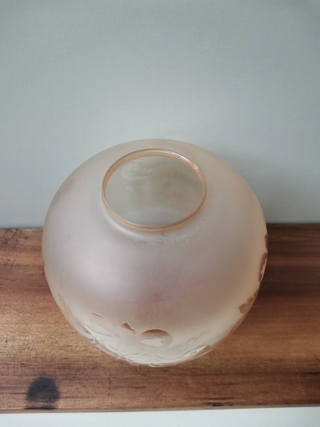 Vintage sandblasted amber glass lamp globe flower pattern hanging lamp