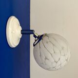Vintage glass globe wall light from Clichy, white.