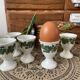5 antique Schaller egg cups