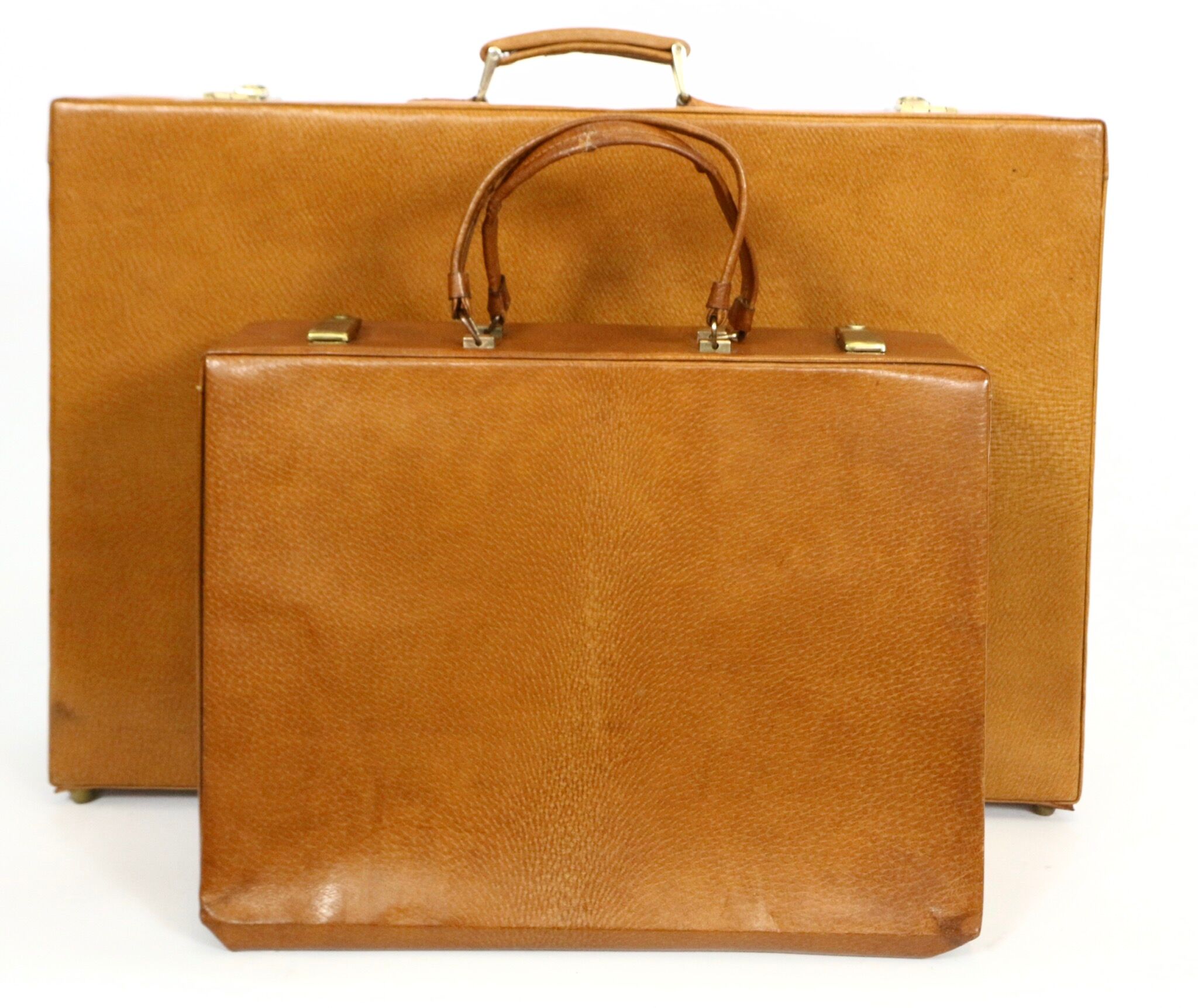 Set three vintage leather suitcases