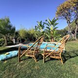 Pair of rattan armchairs "Audoux-Minnet" 1960