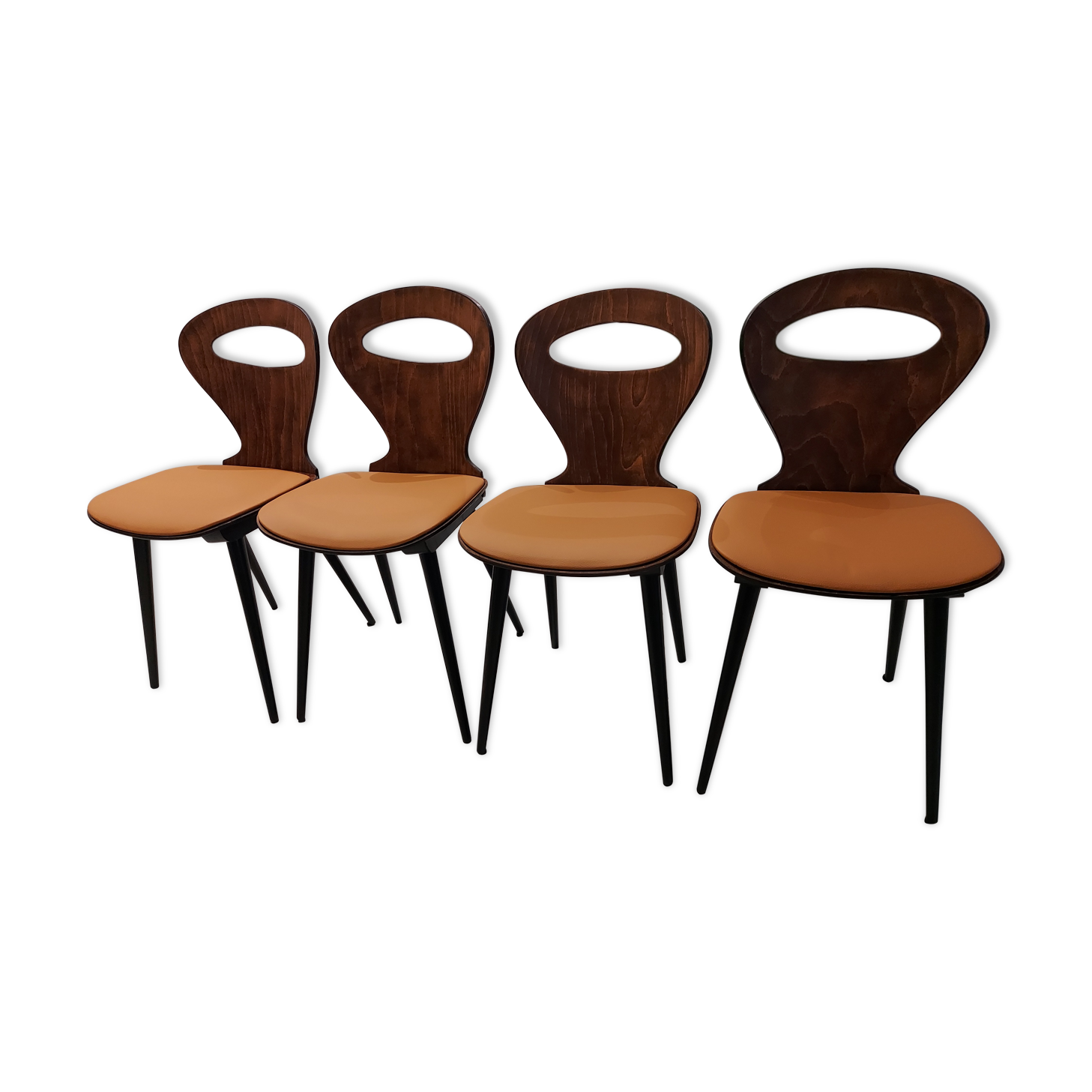 Suite of 4 chairs of Bistrot Baumann model Vintage Ant 1970s