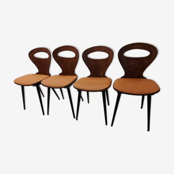 Suite of 4 chairs of Bistrot Baumann model Vintage Ant 1970s