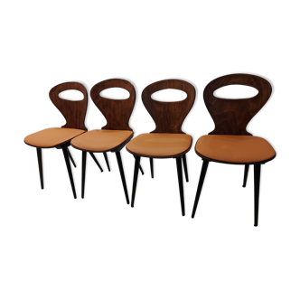 Suite of 4 chairs of Bistrot Baumann model Vintage Ant 1970s