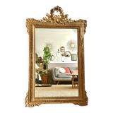 Miroir trumeau ancien de cheminée en bois doré 125x80