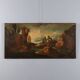 Old painting landscape with figures, oil on canvas, 18th century