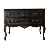 Louis XV black and wood commode