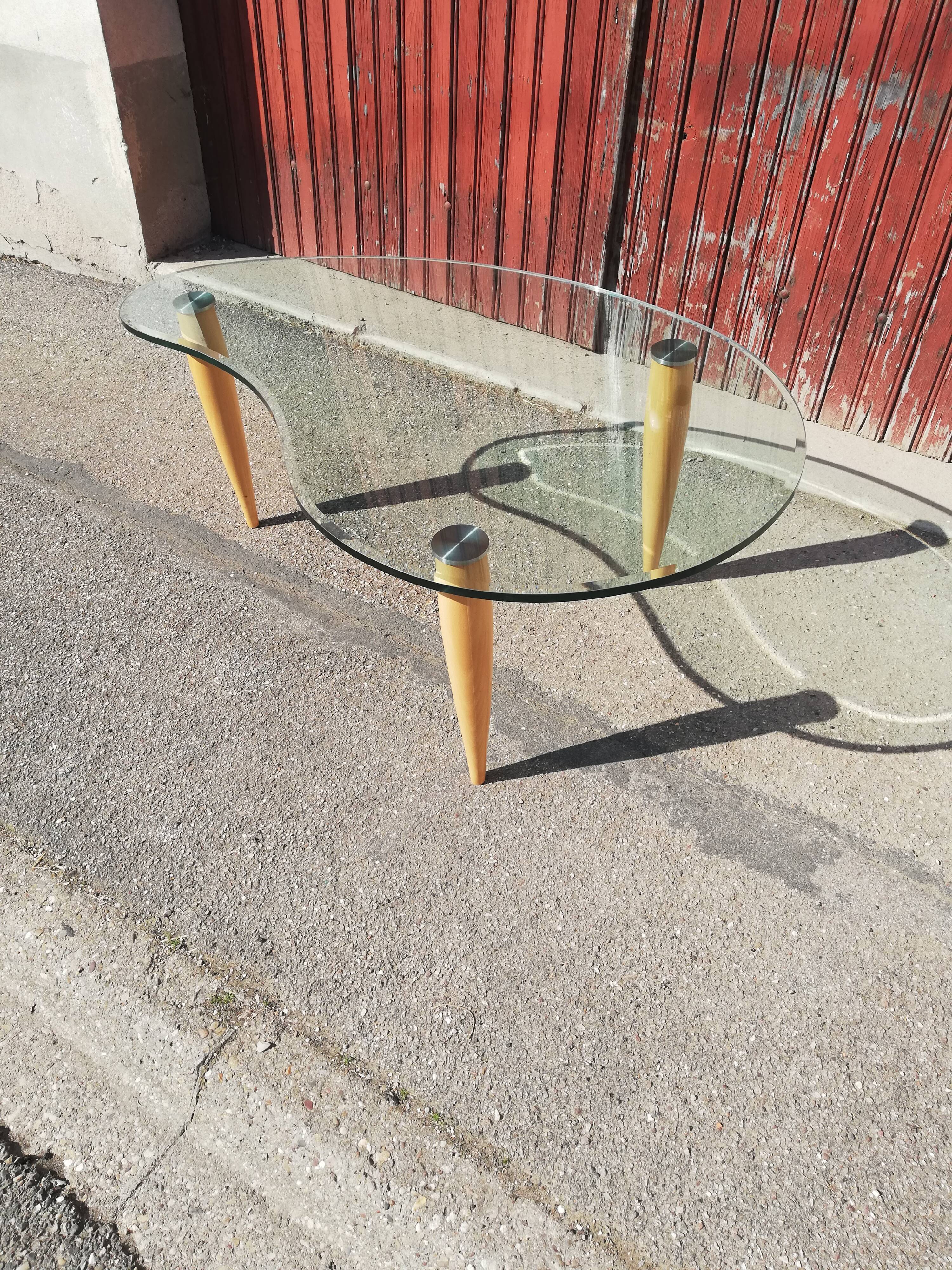 Table basse vintage bois et verre