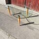 Table basse vintage bois et verre