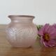 Small pink opaline vase with butterfly motif