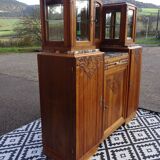 Buffet Art Déco en noyer avec marbres et guérites